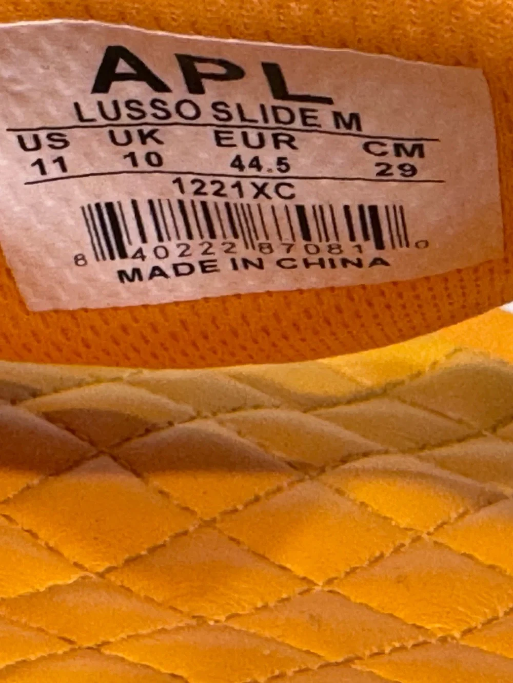 APL Men’s Lusso Quilted Leather Slides NIB Mango Size 11